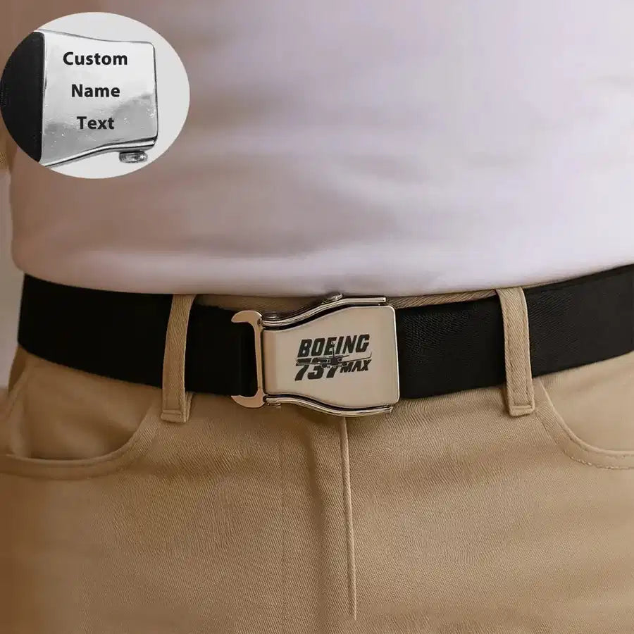 Amazing 737 Max aviation seat-belt buckle accessory, real seat-belt webbing.