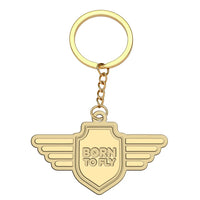 Thumbnail for Born To Fly aviation hollow key chain in polished alloy.
