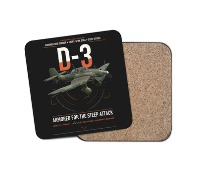 Junkers Ju 87D-3 design on black 1 piece coaster