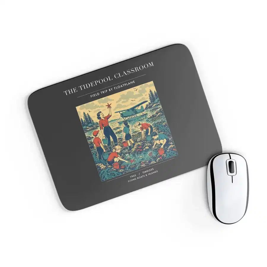 VINTAGE G4366 - The Tidepool Classroom - Designed Mouse Pads design on black rectangle