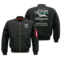 Thumbnail for Cessna Citation Latitude design on black bomber jacket, double-side print