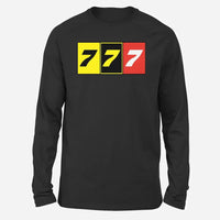 Thumbnail for Flat Colourful 777 Long-Sleeve aviation design printed on soft cotton long-sleeve T-shirt.