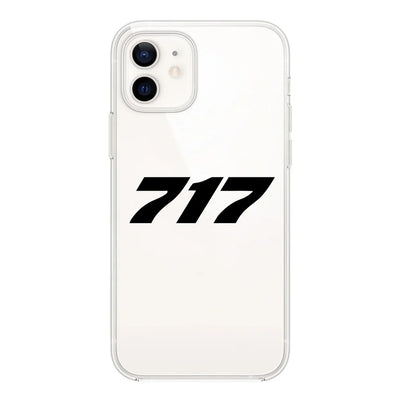 Boeing 717 Flat Text Transparent Silicone aviation design on transparent iPhone case for iPhone.