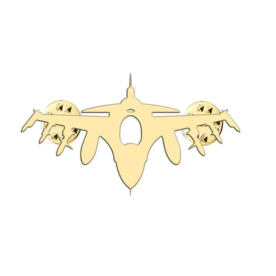 The Fighter Jet 16 Silhouette aviation hollow pin in polished alloy.
