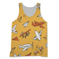 Thumbnail for Super Drawings of Airplanes aviation design on breathable cotton 3D-printed tank top.