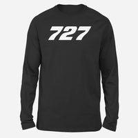 Thumbnail for Boeing 727 Flat Text Long-Sleeve aviation design printed on soft cotton long-sleeve T-shirt.