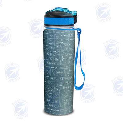 Jet Planes & Airport Signs Sports aviation design on sport kettle, insulated bottle with sport spout.