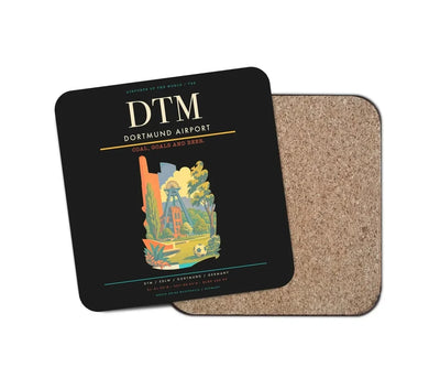 Dortmund Airport (DTM) design on black 1 piece coaster