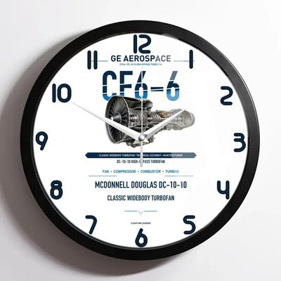 CF6-6 design on white framed wall clock