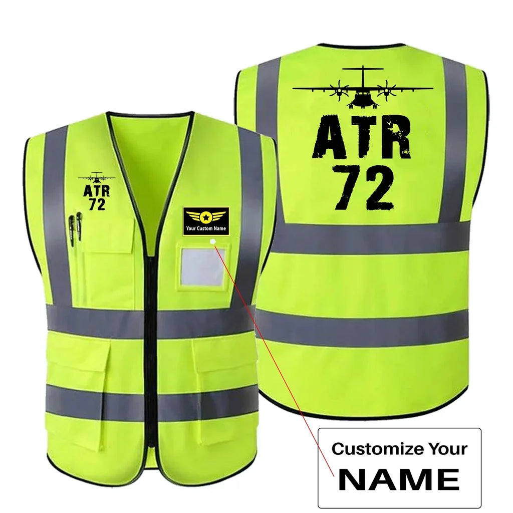 ATR-72 & Plane aviation design printed on high-visibility reflective fabric reflective vest.