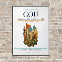 Thumbnail for Columbia Regional Airport COU vertical canvas print - framed - white background