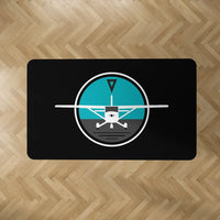 Thumbnail for Cessna & Gyro aviation design on durable carpet pile with non-slip backing rectangle carpet floor mat.