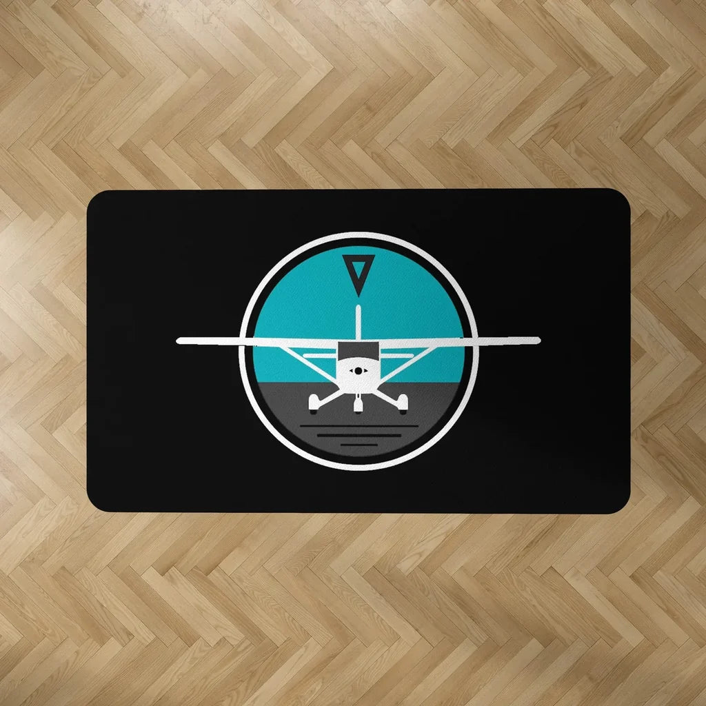 Cessna & Gyro aviation design on durable carpet pile with non-slip backing rectangle carpet floor mat.