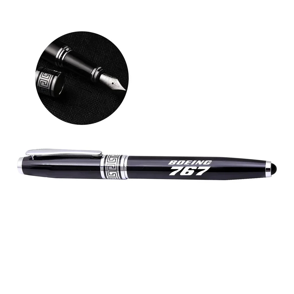 Boeing 767 & Text rollerball pen - black