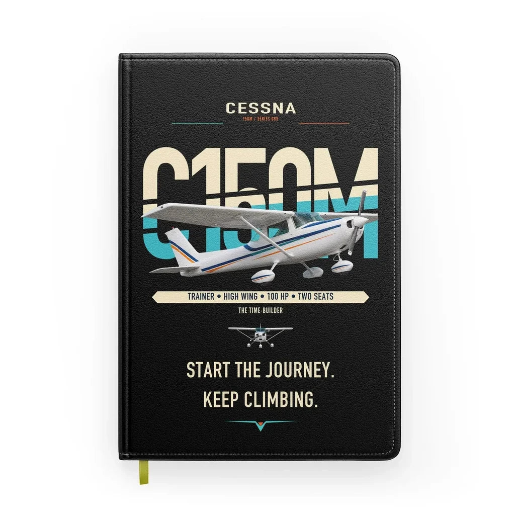 Cessna 150M design on black notebook