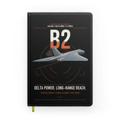 Avro Vulcan B2 design on black notebook