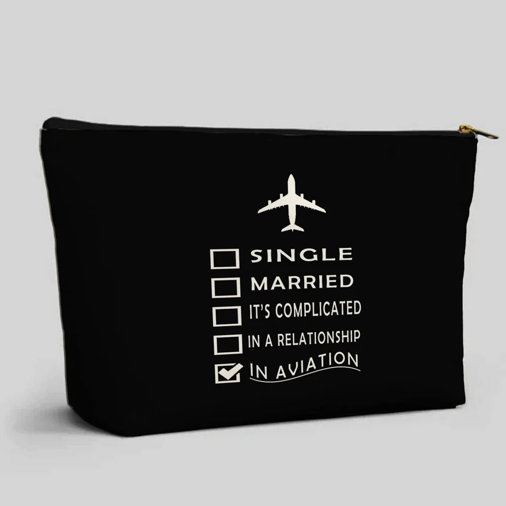 In aviation zipper pouch in durable polyester.