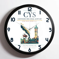 Thumbnail for Cheyenne Regional Airport (CYS) design on white framed wall clock
