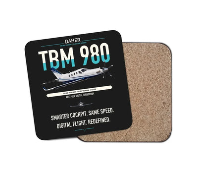 Daher TBM 980 design on black 1 piece coaster
