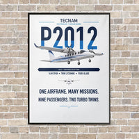 Thumbnail for Tecnam P2012 Traveller vertical canvas print - framed - white background