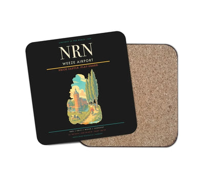 Weeze Airport (NRN) design on black 1 piece coaster