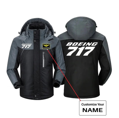 Boeing 717 & Text aviation design printed on heavyweight insulated shell thick winter jacket.