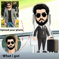 Thumbnail for Pilot holding suitcase Custom Automatic Shaking Head Decorations Personalized Acrylic aviation design on durable build car acrylic.