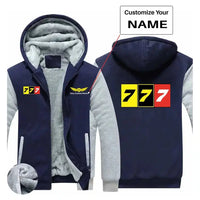 Thumbnail for Flat Colourful 777 aviation design printed on soft cotton blend zipped sweatshirt.
