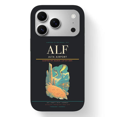 Alta Airport (ALF) design on black iPhone 17 Pro MagSafe case