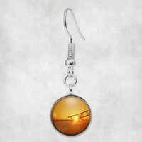 Thumbnail for Flying is an Adventure aviation earrings, hypoallergenic alloy body with engraved detail.