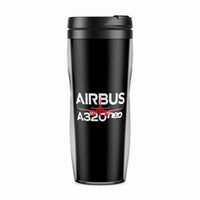 Thumbnail for Amazing Airbus A320neo aviation design on plastic travel mug, bpa-free durable plastic.