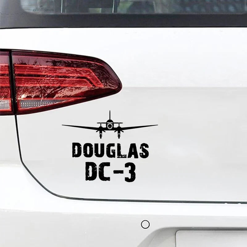 Douglas DC-3 & Plane Car aviation design car sticker in weather-resistant vinyl.