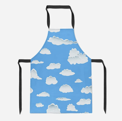 Amazing Clouds aviation design on durable cotton blend kitchen apron.