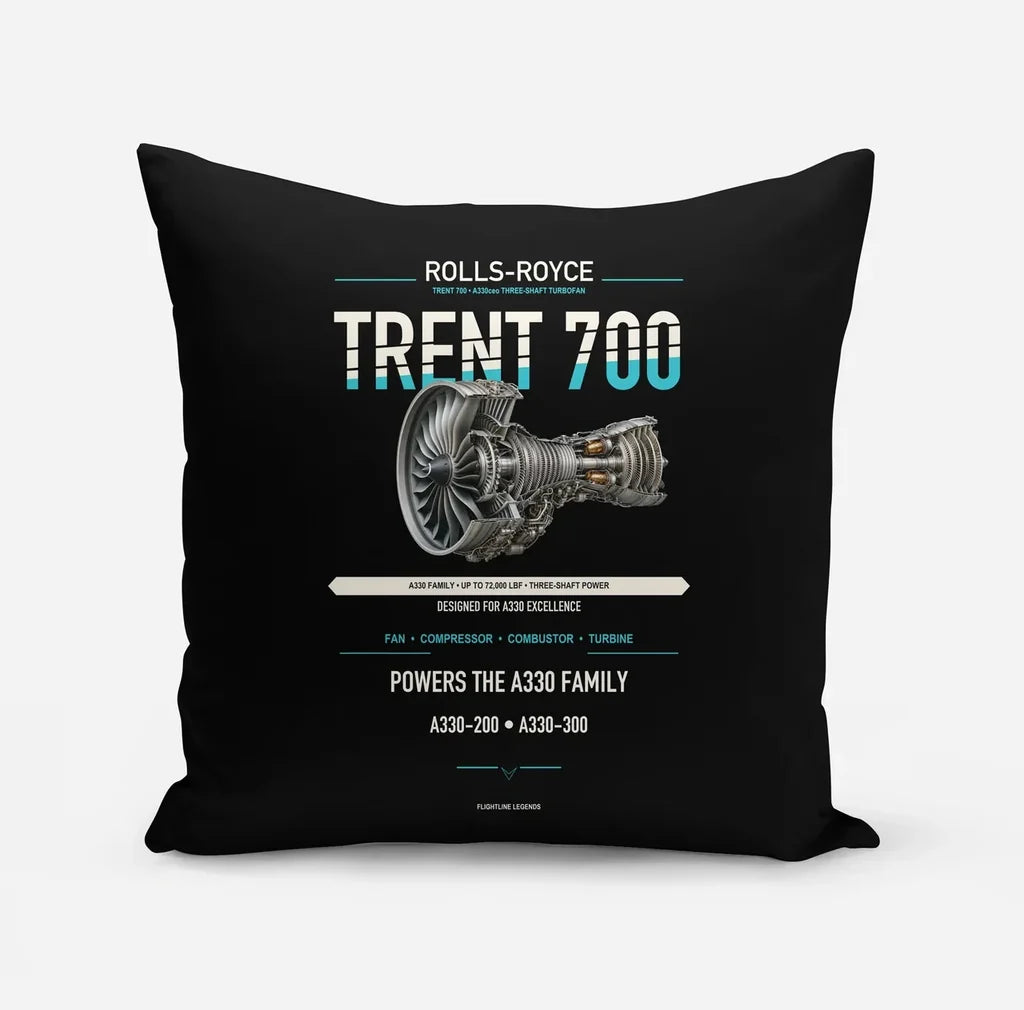 TRENT 700 design on black pillow