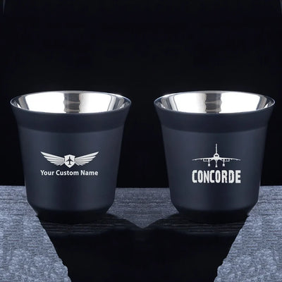 Concorde & Plane aviation design on double-wall coffee mug, vacuum-insulated double-wall.