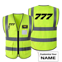 Thumbnail for Boeing 777 Flat Text aviation design printed on high-visibility reflective fabric reflective vest.