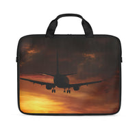 Thumbnail for Beautiful Aircraft Landing at Sunset Laptop & Tablet aviation design laptop & tablet bag, padded polyester construction.