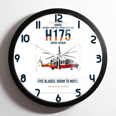Airbus H175 design on white framed wall clock