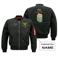 Thumbnail for Pico Airport (PIX) design on black bomber jacket with custom name patch