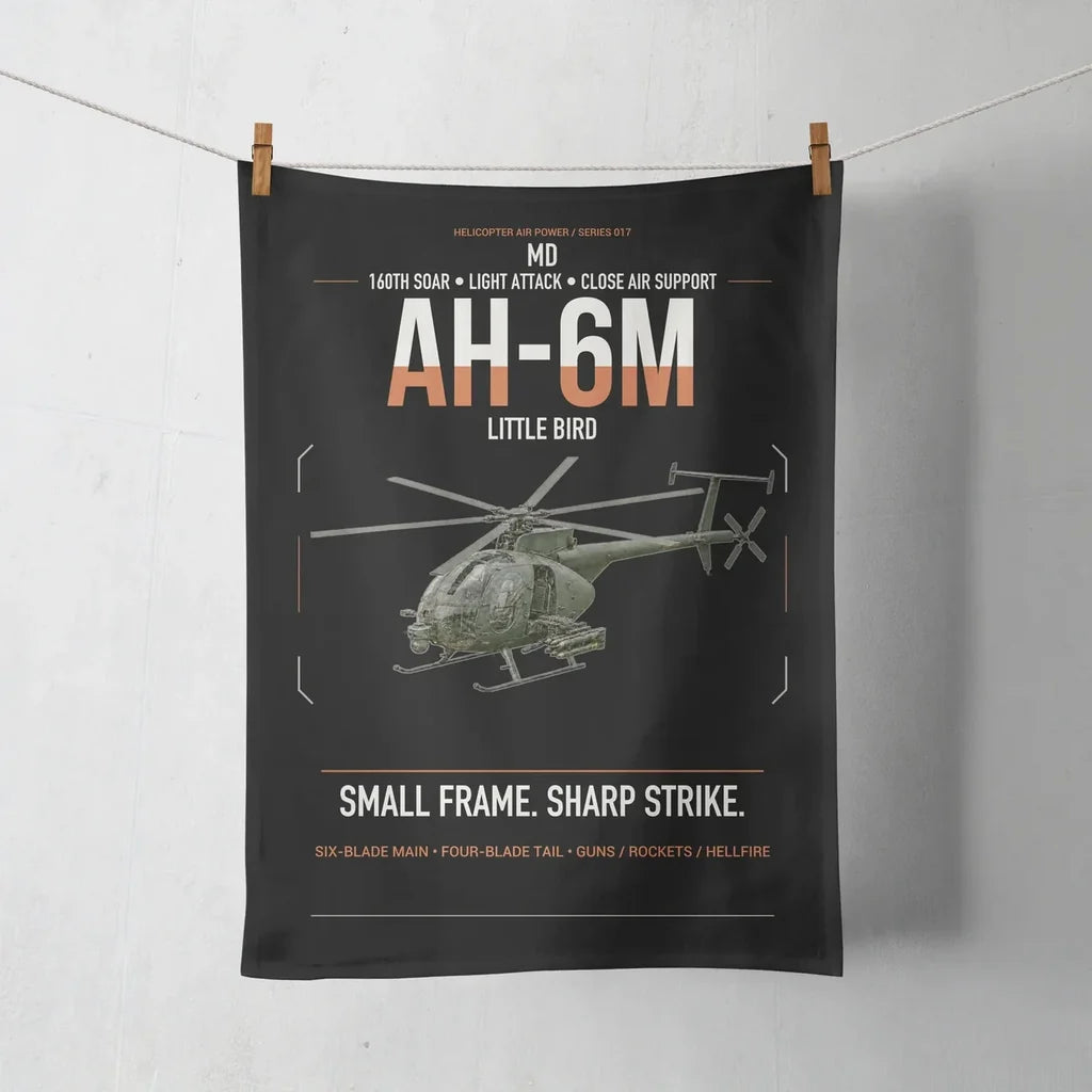 MD AH-6M Little Bird design on black towel