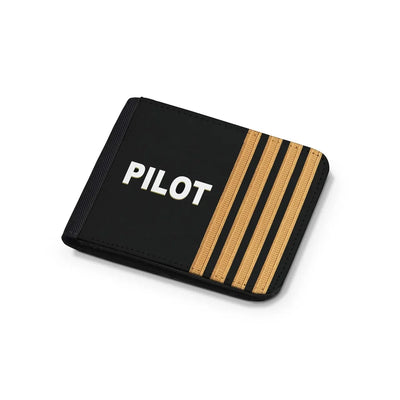 PILOT & Epaulettes (4,3,2 Lines) aviation wallet in leather.
