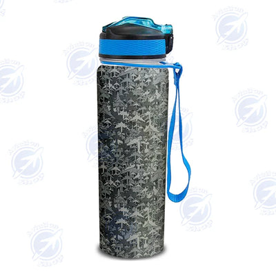 Dark Coloured Airplanes Sports aviation design on sport kettle, insulated bottle with sport spout.