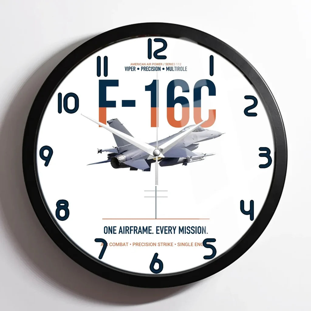 F-16C Fighting Falcon One Airframe Every Mission design on white framed wall clock