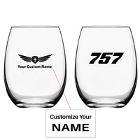 Thumbnail for Boeing 757 Flat Text Water & Drink aviation design on water glass, crystal-clear premium glassware.