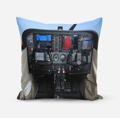 Cessna 172 Cockpit aviation design on soft polyester filling pillow.