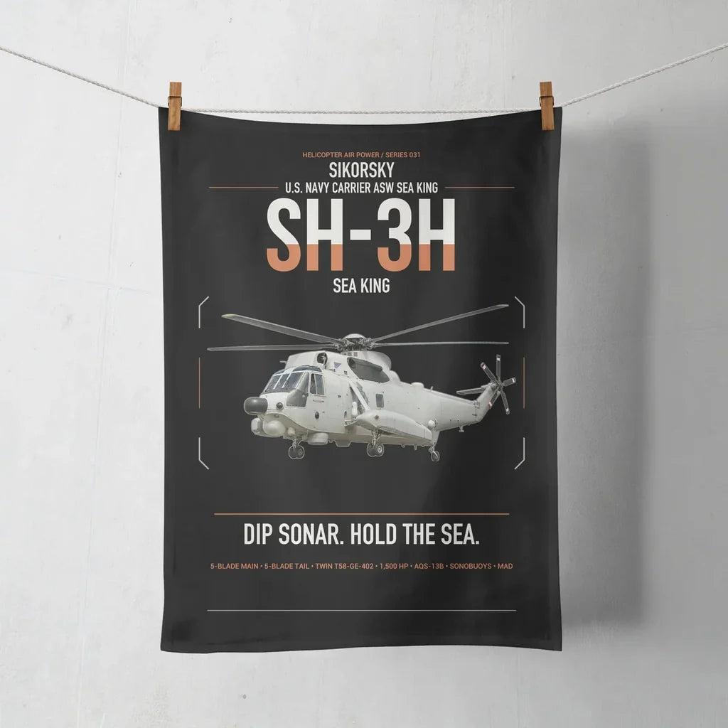 Sikorsky SH-3H Sea King design on black towel