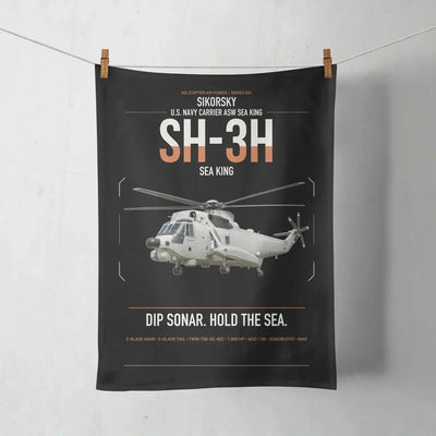 Sikorsky SH-3H Sea King design on black towel