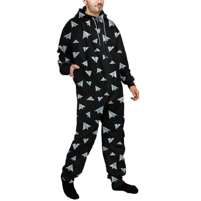 Paper Airplanes (Black) Jumpsuit for Men & Women aviation design on soft cotton blend jumpsuit.