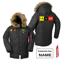 Thumbnail for AV8R aviation design printed on heavyweight shell with hooded warmth parka bomber.
