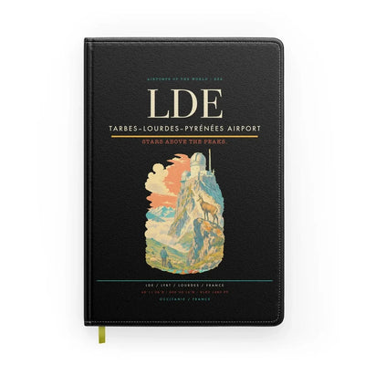 Tarbes–Lourdes–Pyrénées Airport (LDE) design on black notebook